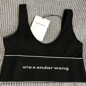Alexander Wang logo elastic bra in ribbed jersey